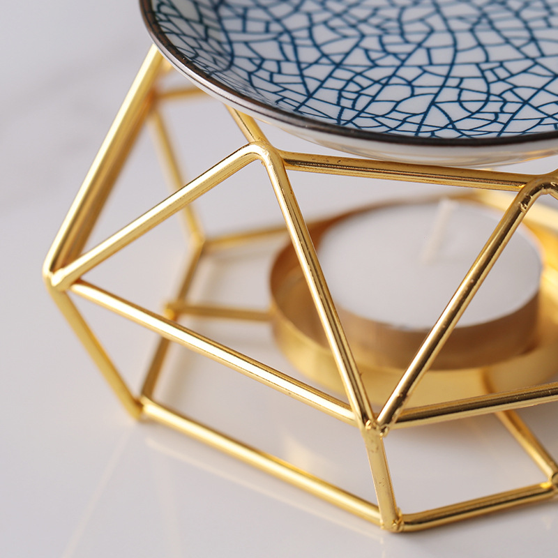 Essential Oil Wax Melt Candle Holder Delicate Iron Ceramic Aroma (5)