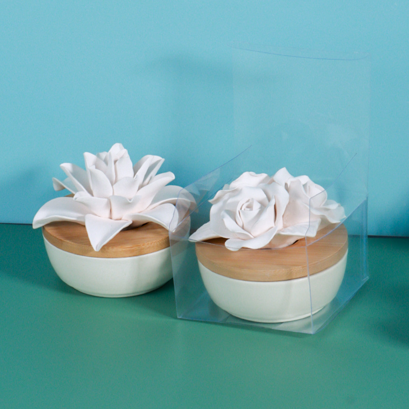 Handmade ceramic flowers custom fragrance diffuser flower plaster set (5)